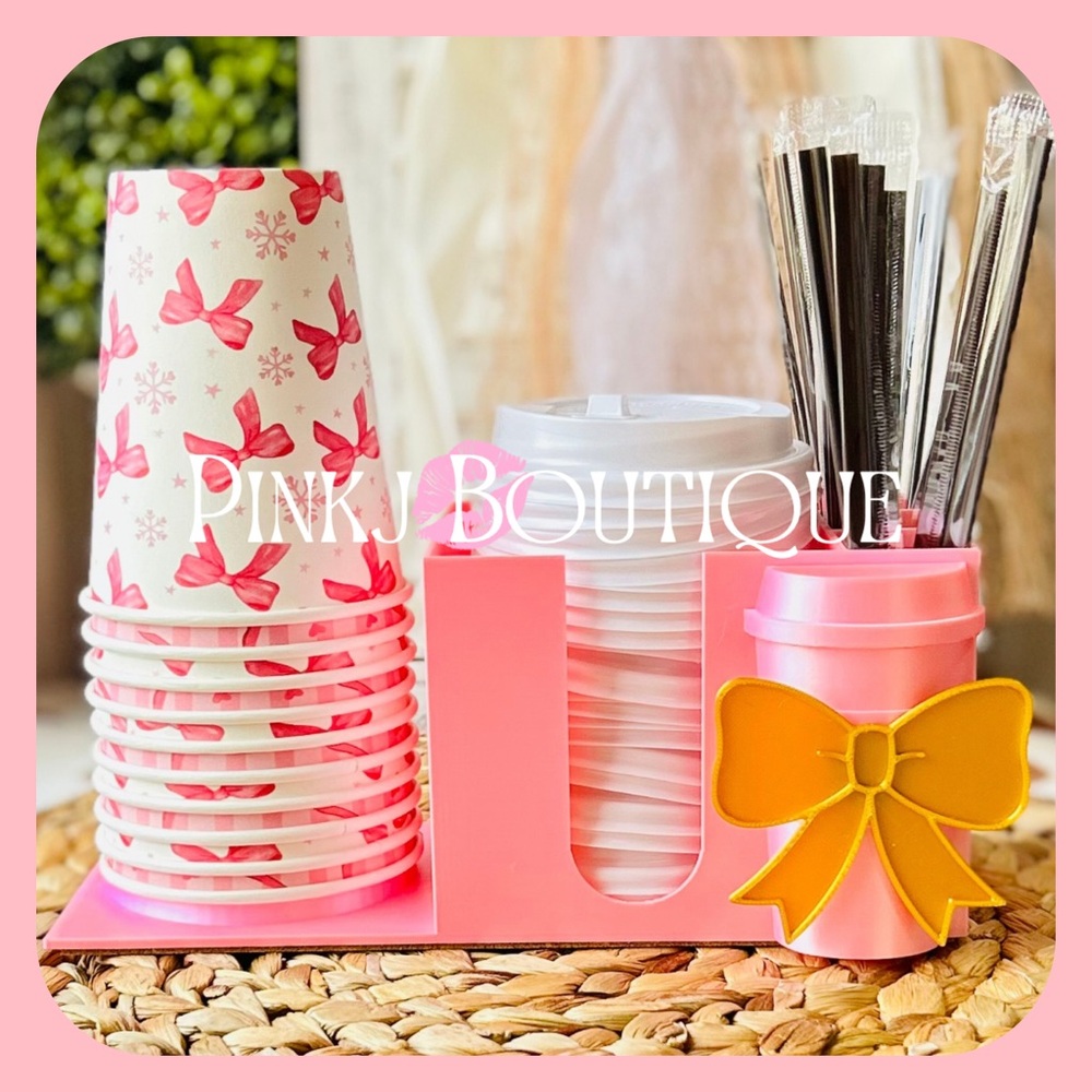 💗☕️Unique Coffee Bar {Iced/Coffee Cups} Organizer w/Bow | Caddy!~3D Print